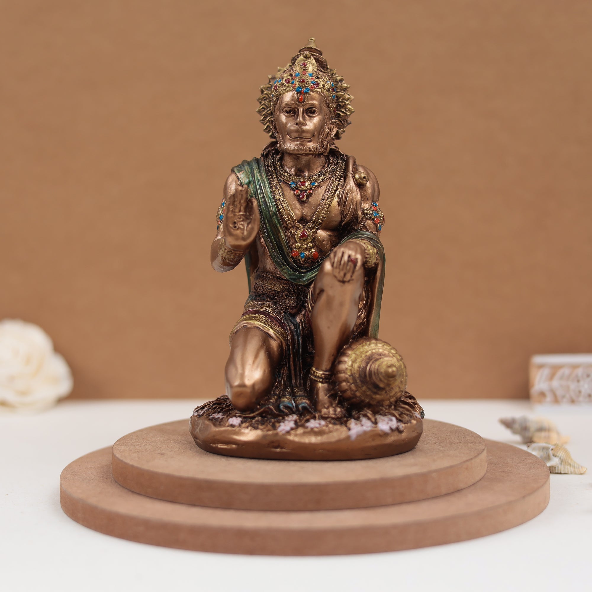 Blessing Hanuman In Copper Finish | Sitting Posture | 7.5 Inch