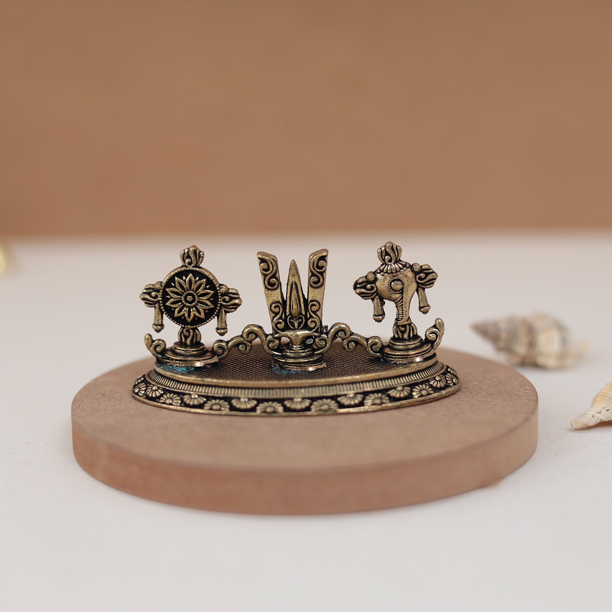 Antique Finish Shanku Chakar Naman Idol/Tirupati Balaji Tilak Statue in 2 Inch