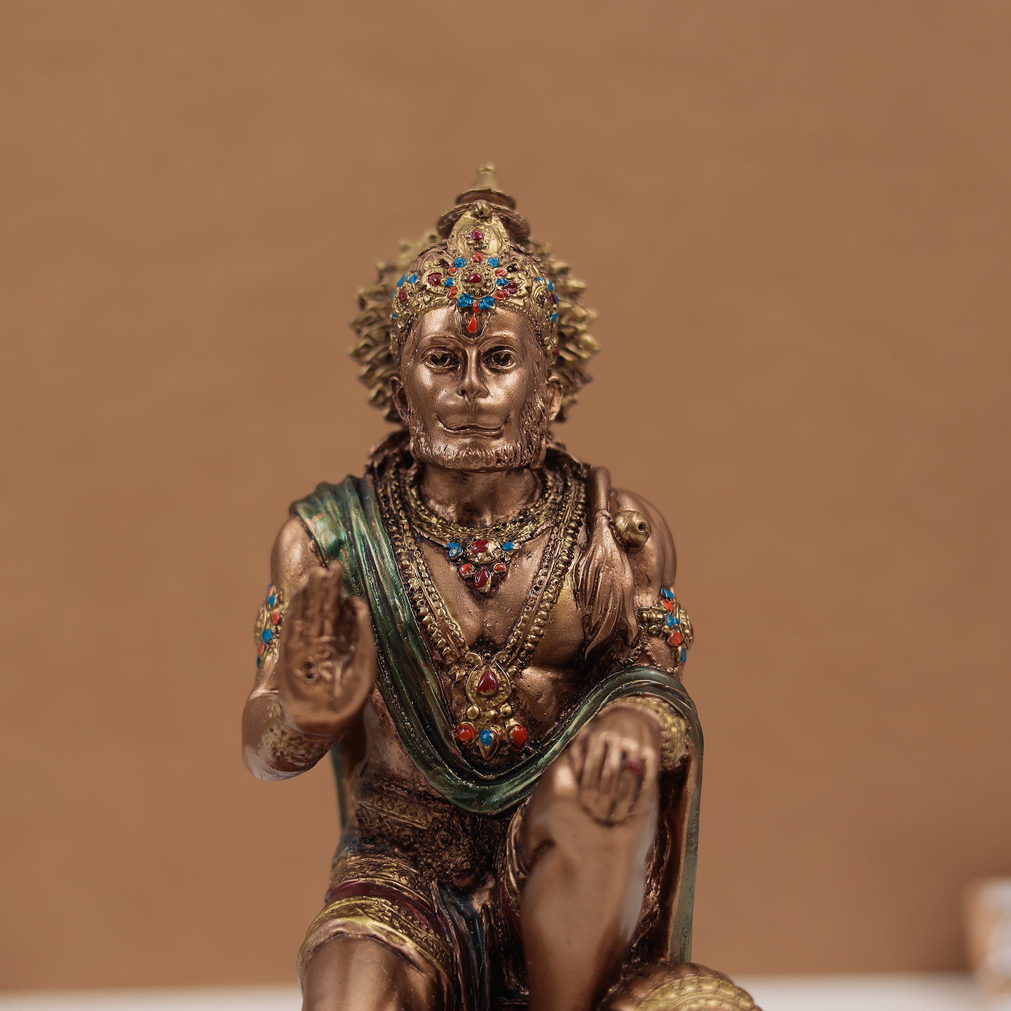 Blessing Hanuman In Copper Finish | Sitting Posture | 7.5 Inch
