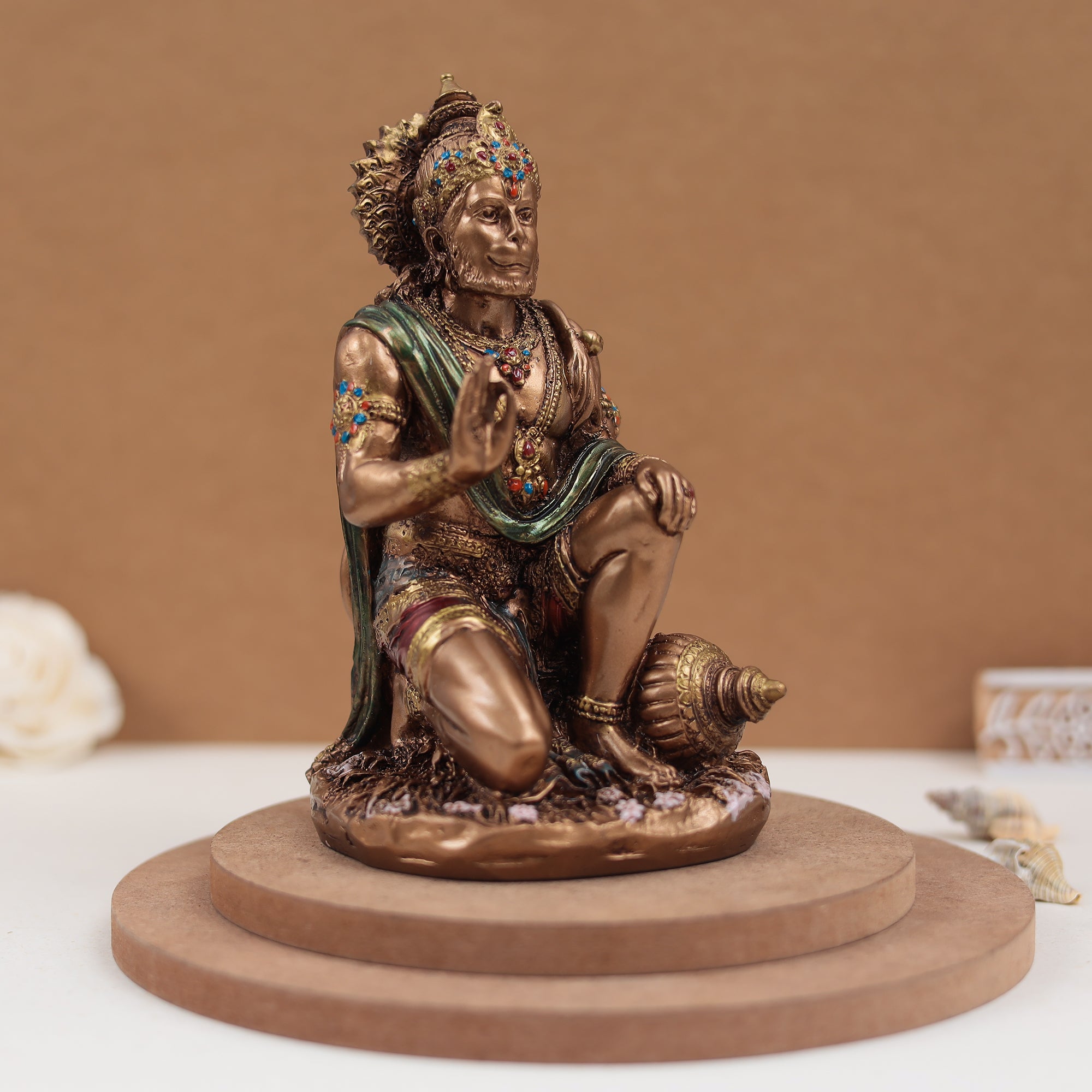 Blessing Hanuman In Copper Finish | Sitting Posture | 7.5 Inch