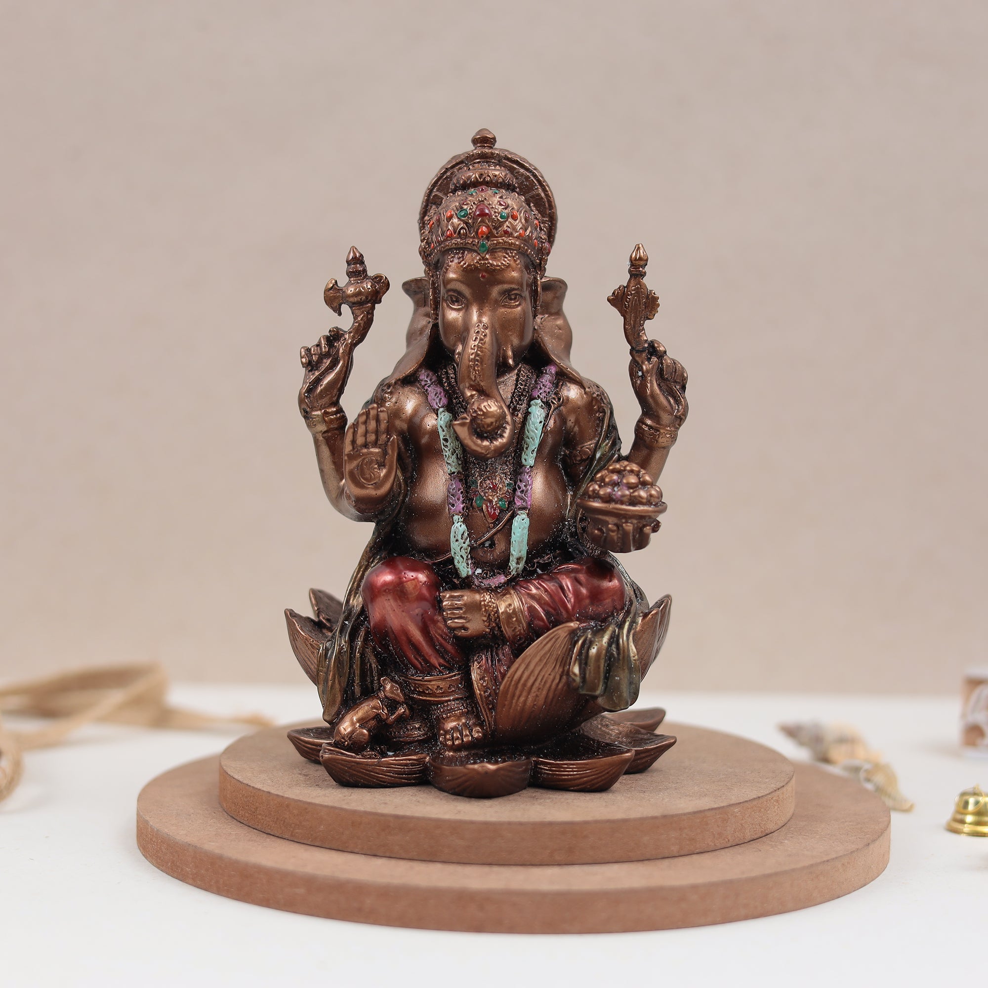 Goddess Shubh Lakshmi and Ganesh Pair in 7 Inches in Copper Finish lo