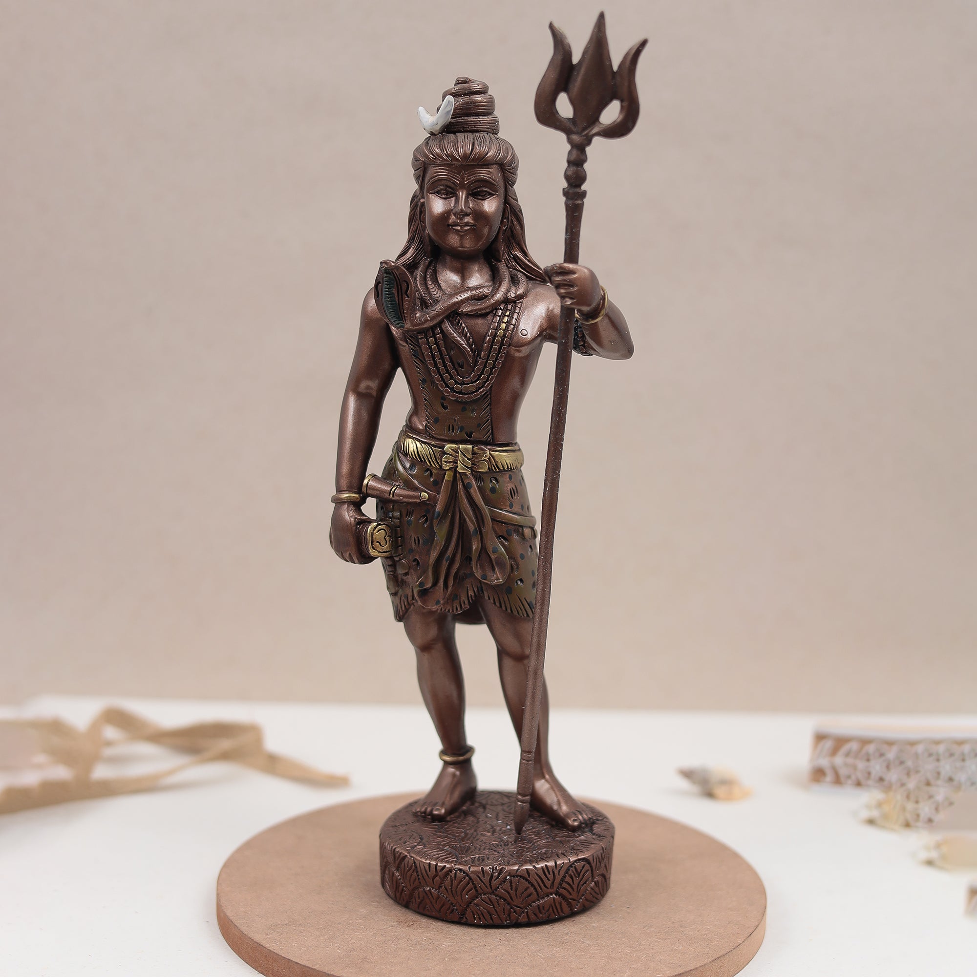 Standing Lord Shiva Idol | Copper Finish | 12 Inch (1 Feet)