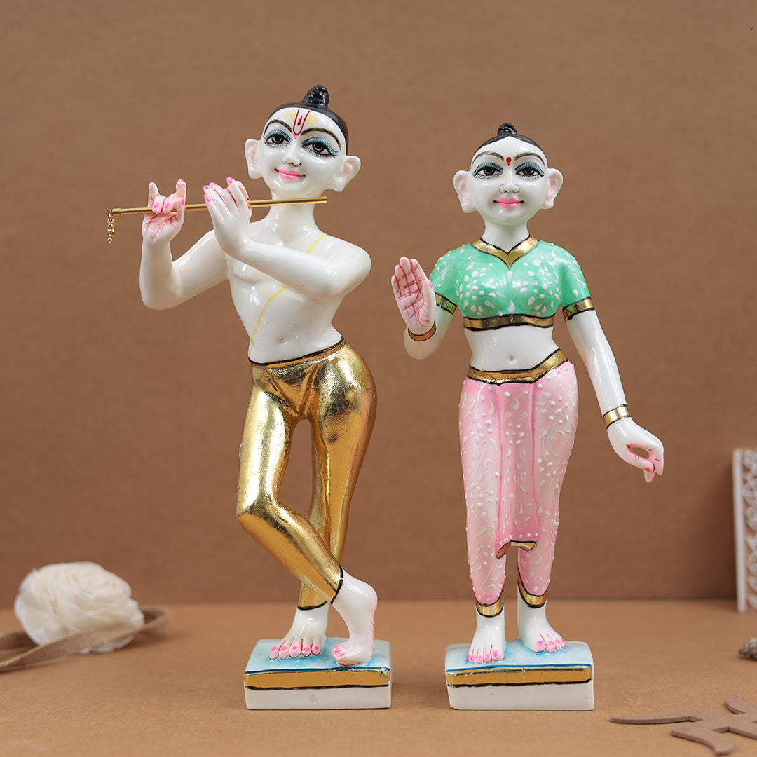 Colorful Exquisite Iskon Radha Krishna For Temple/Gift In 12 Inch