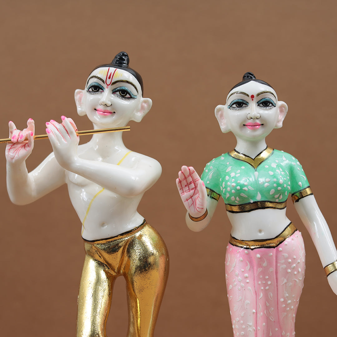 Colorful Exquisite Iskon Radha Krishna For Temple/Gift In 12 Inch