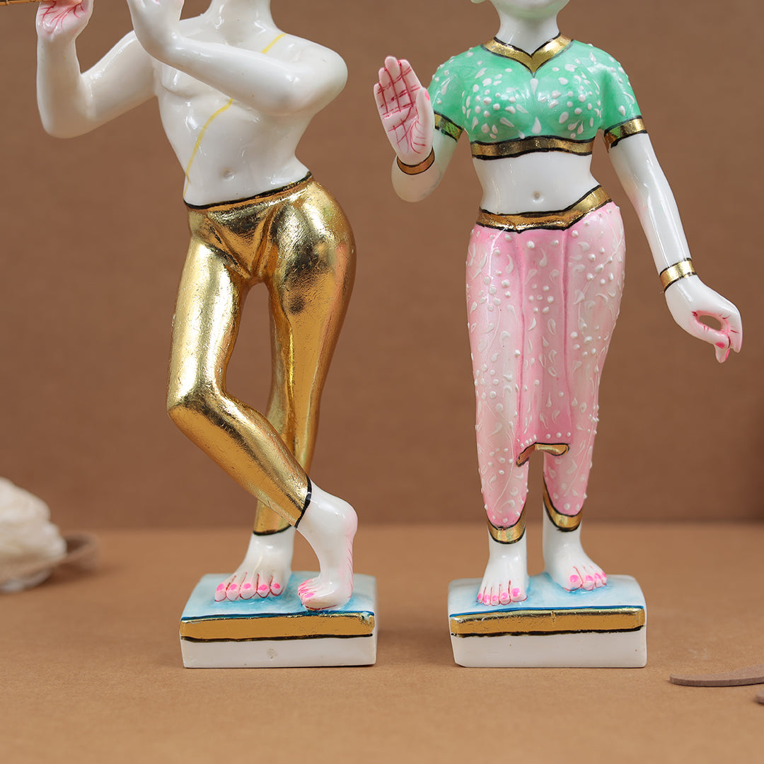 Colorful Exquisite Iskon Radha Krishna For Temple/Gift In 12 Inch
