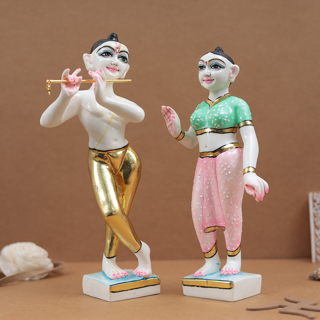 Colorful Exquisite Iskon Radha Krishna For Temple/Gift In 12 Inch