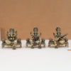 Super Fine Rich Brass Lakshmi Ganesh & Saraswati Set For Festive/Gift In 5 Inches