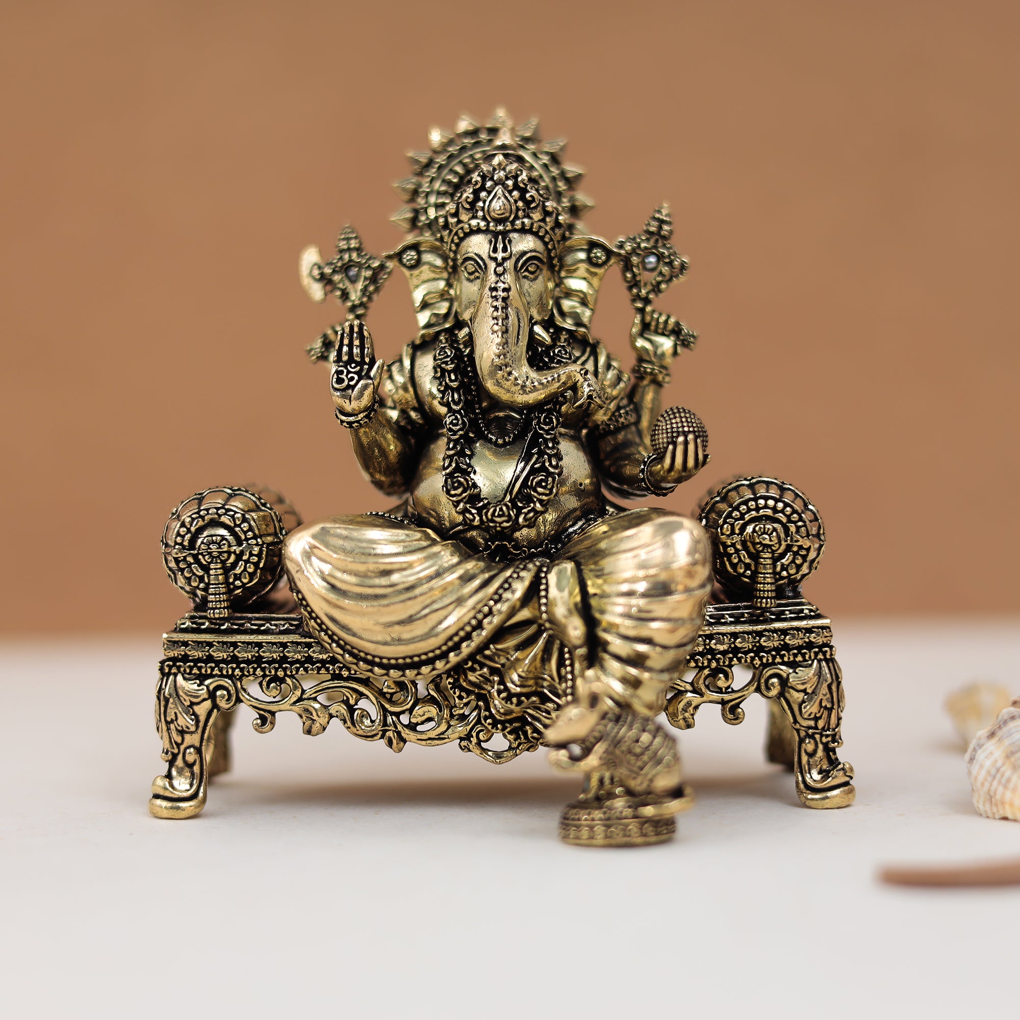 Super Fine Rich Brass Lakshmi Ganesh & Saraswati Set For Festive/Gift In 5 Inches
