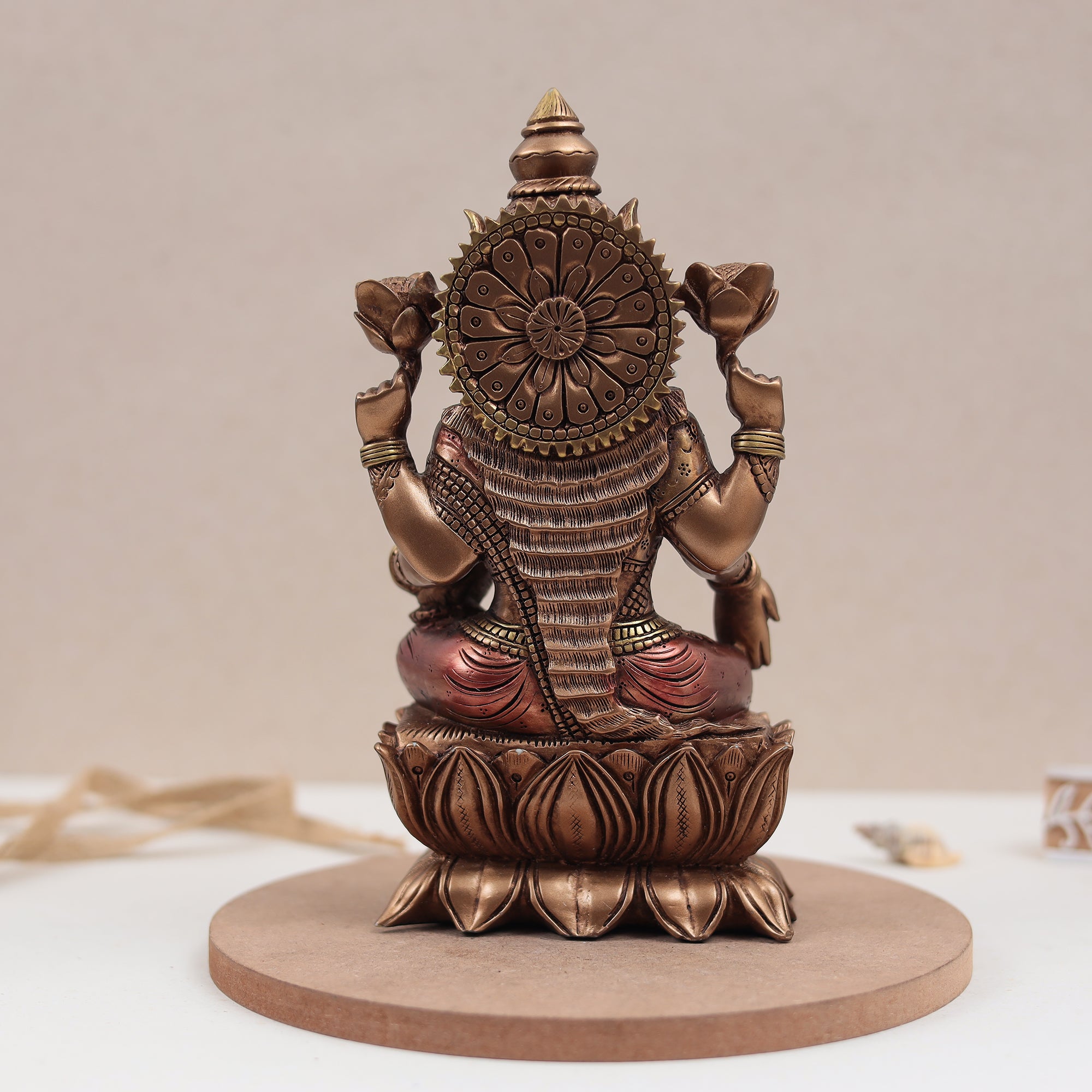 Copper Finish Lotus Lakshmi Murti For Diwali Puja/Gift/Temple/Home Decor (9 Inch)