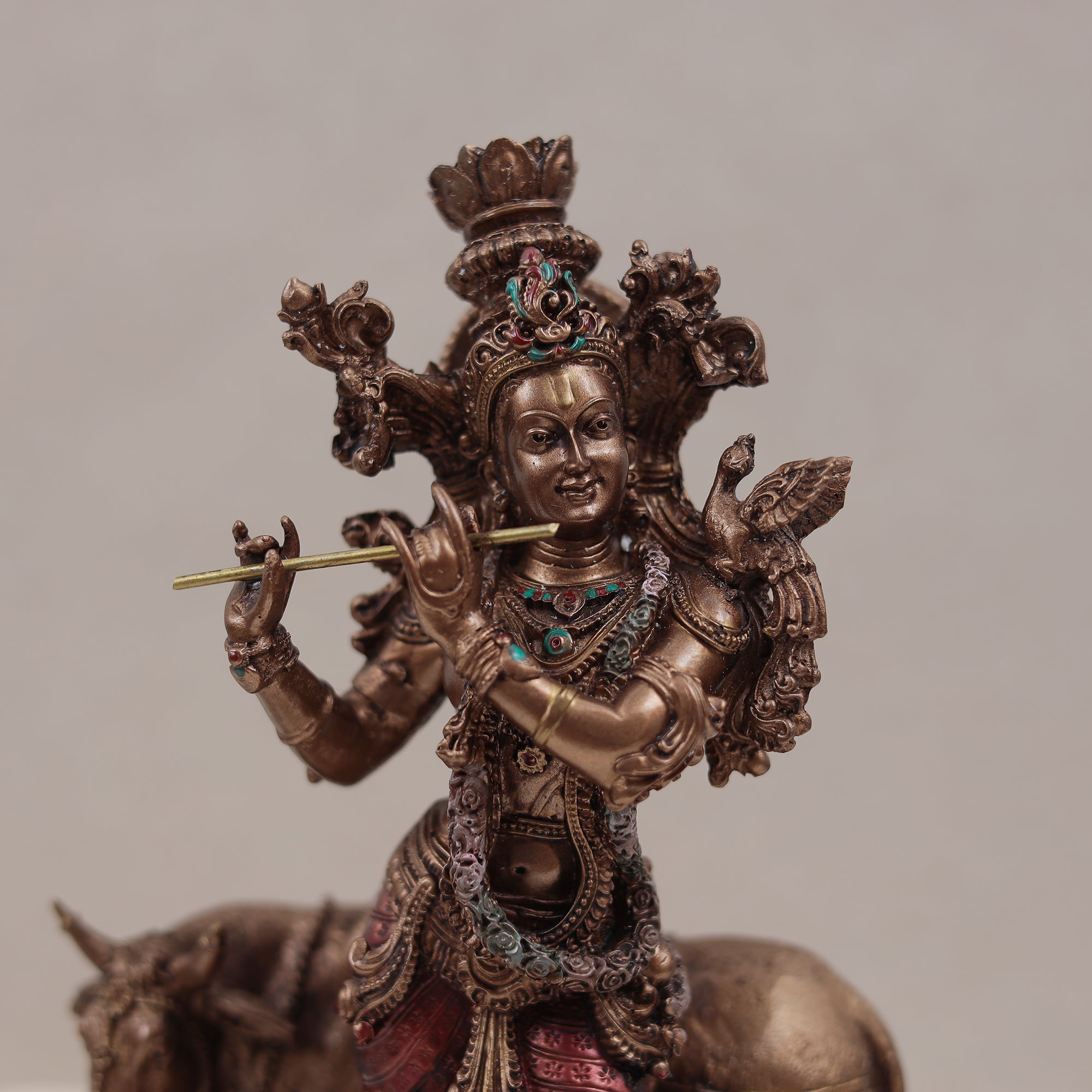 Spiritually Crafted Cow Krishna In Copper Finish (11 Inch/28 Cm)