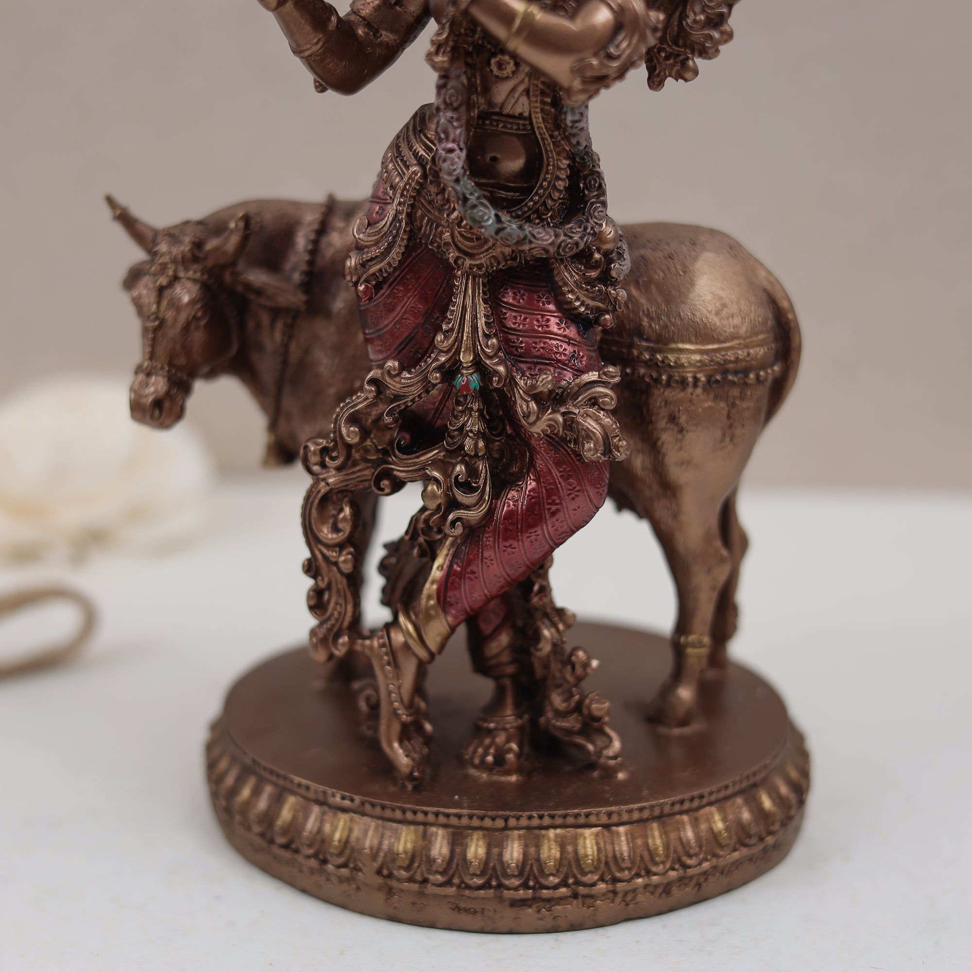 Spiritually Crafted Cow Krishna In Copper Finish (11 Inch/28 Cm)