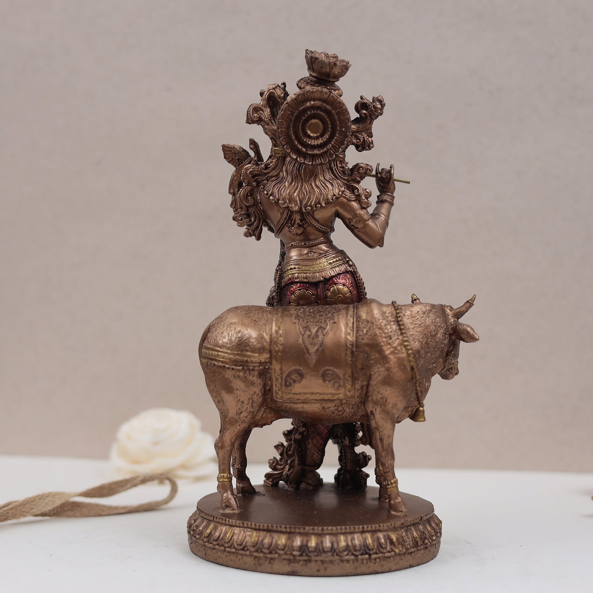 Spiritually Crafted Cow Krishna In Copper Finish (11 Inch/28 Cm)