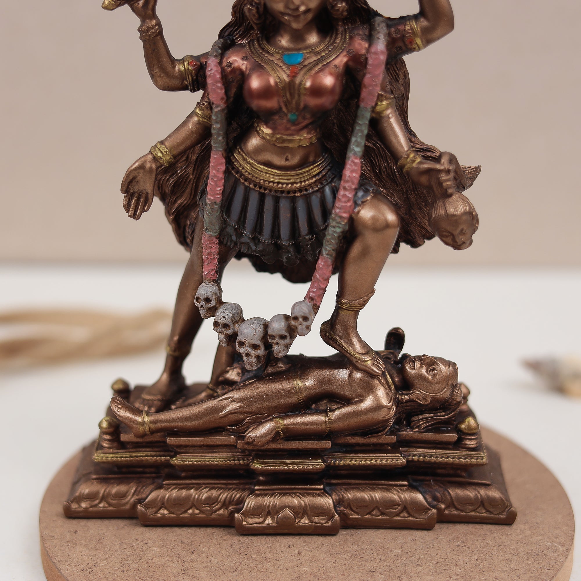 Cold Cast Resin Bronze Maa Kali Idol, Puja Sculpture | 7.5 Inches