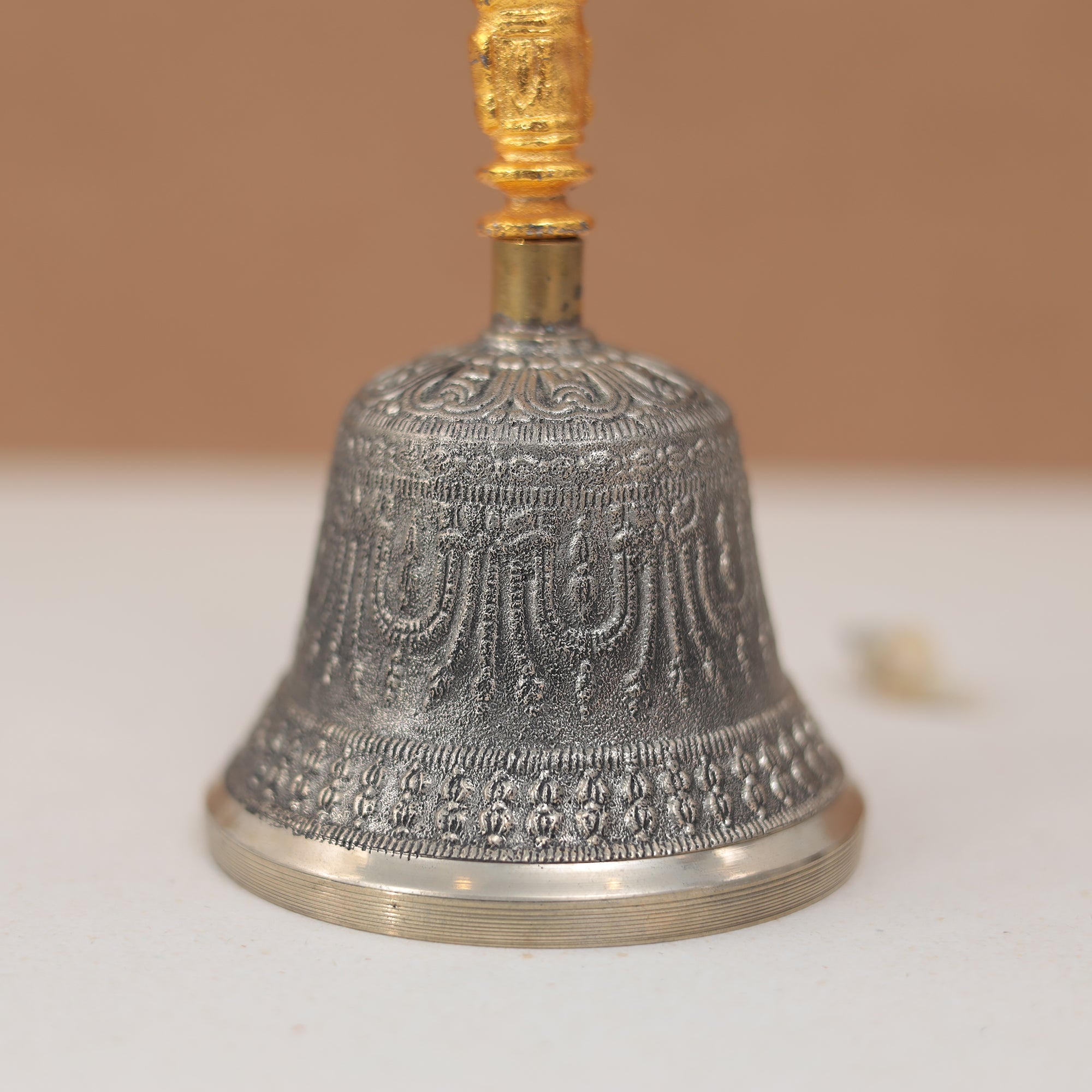 Brass Singing Bell with Dorje Handle – 7 Inches | Ideal for Puja, Meditation & Spiritual Healing