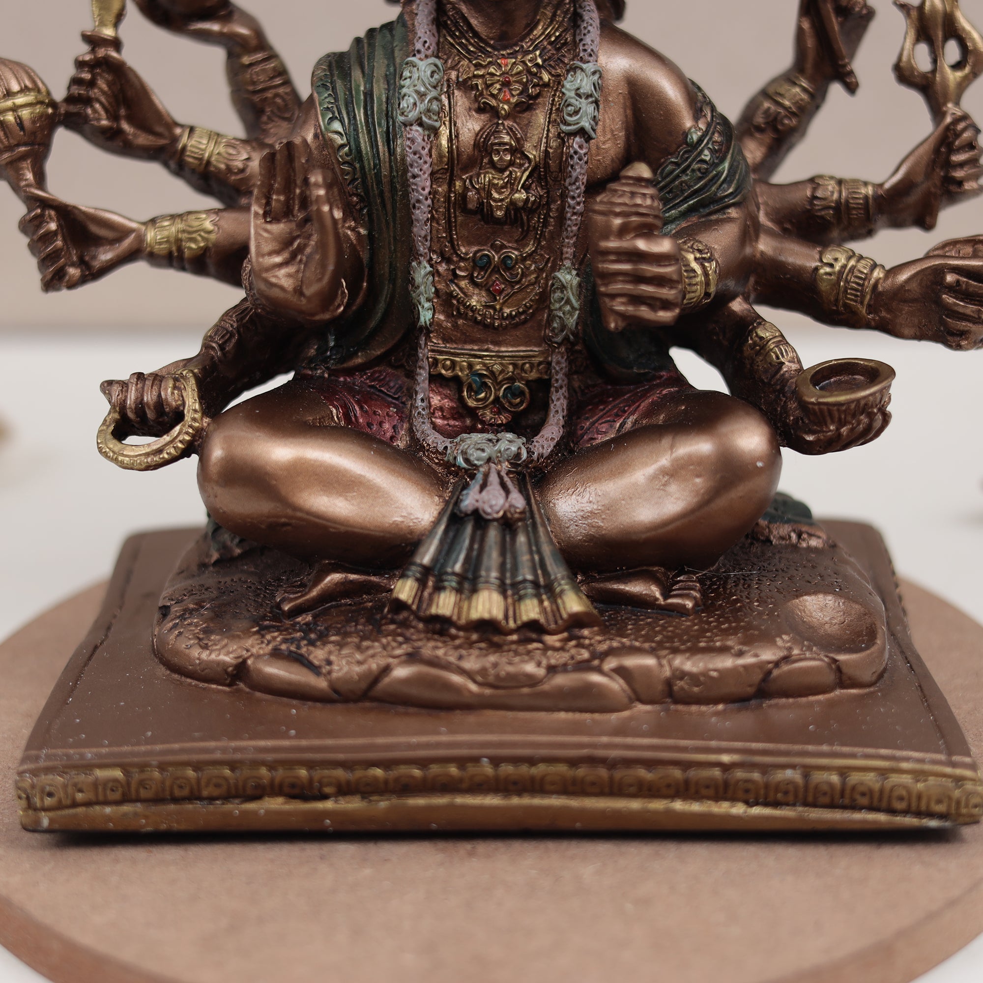 Seated Panchmukhi Hanuman Blessing Statue in Copper Finish | 8 Inches