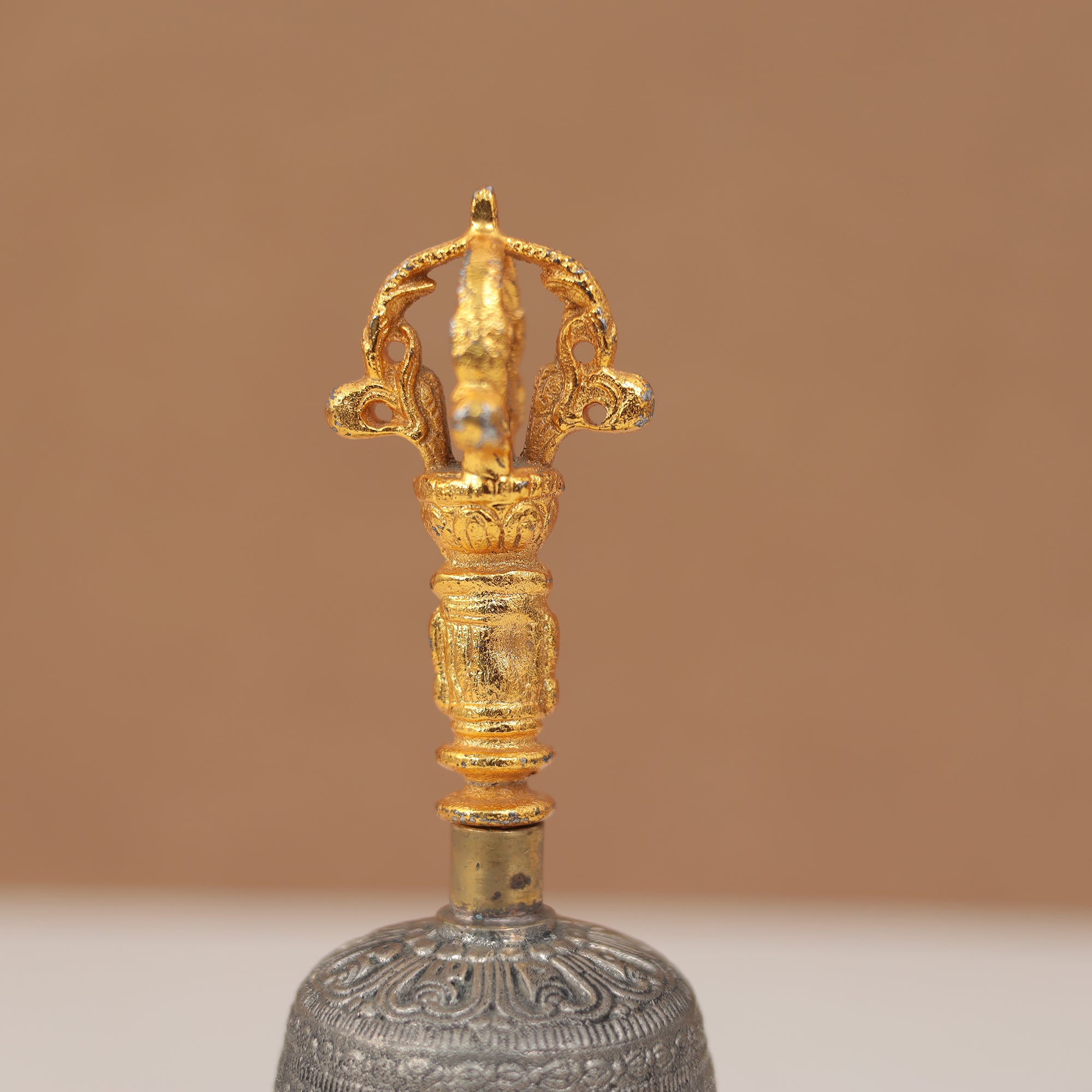 Brass Singing Bell with Dorje Handle – 7 Inches | Ideal for Puja, Meditation & Spiritual Healing