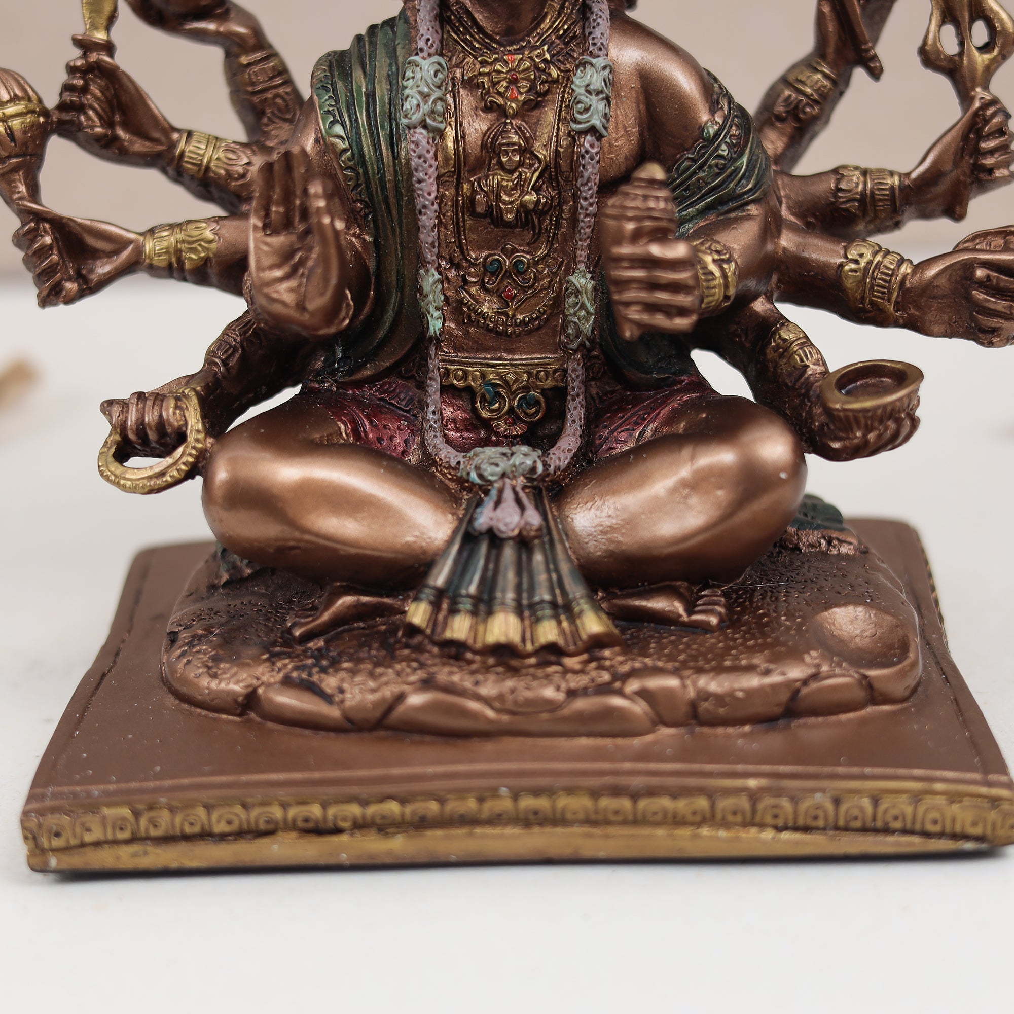 Seated Panchmukhi Hanuman Blessing Statue in Copper Finish | 8 Inches