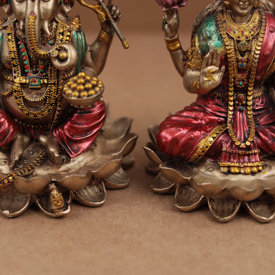 Exquisite Ganesh and Lakshmi Pair In 6 Inches