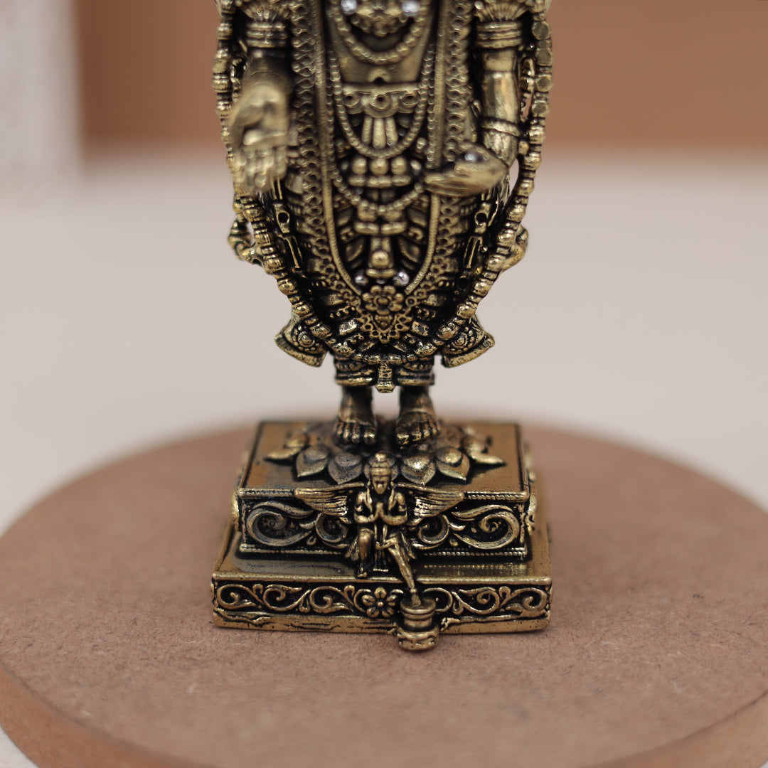 Antique Finish Pure Brass Tirupati Balaji Ido with  Garuda Base – 5 & 3 Inches