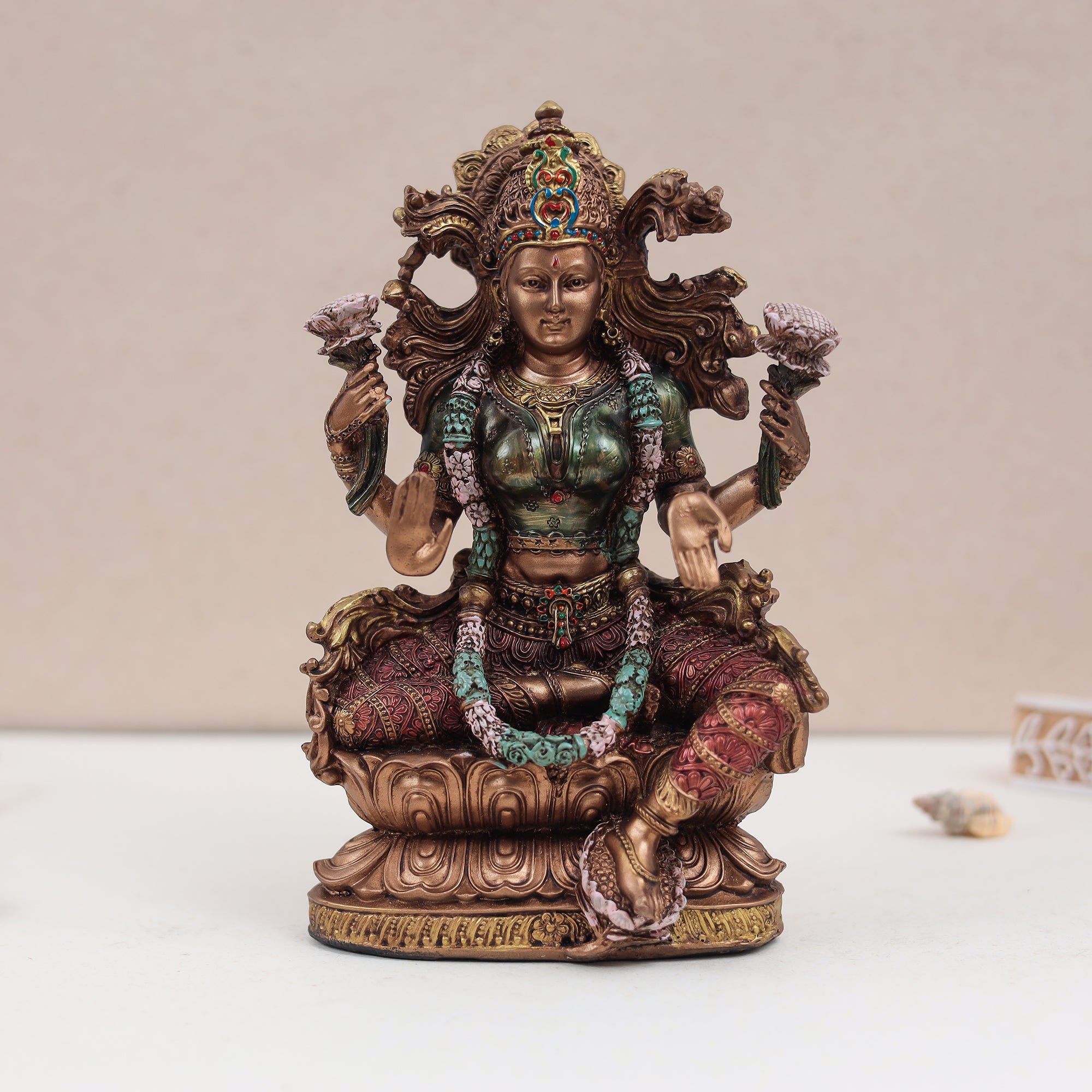 Chowki Ganesh and Lakhsmi Set in Copper Finish In 8 Inch