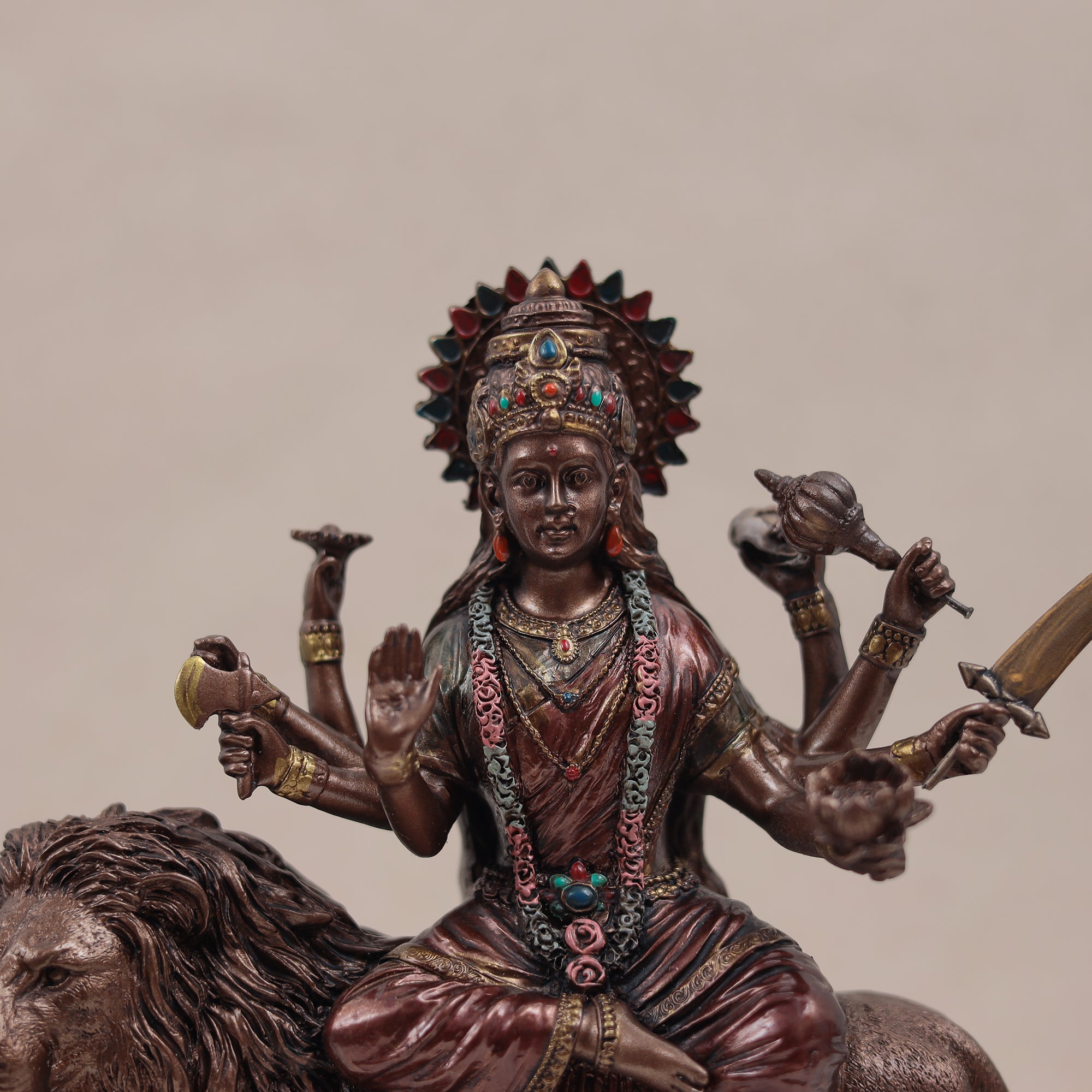 Maa Durga Idol In Copper Finish ( Marble Dust )