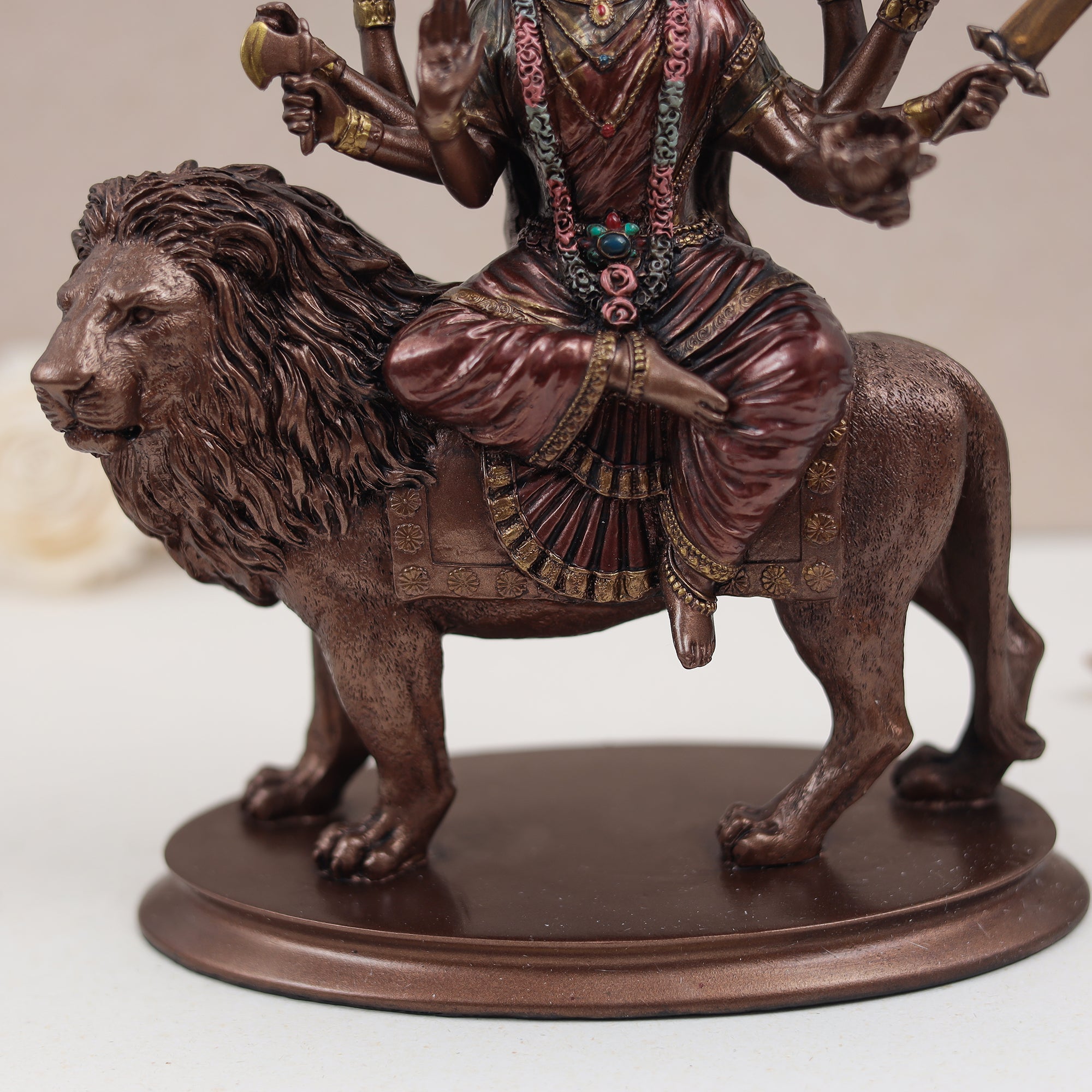 Maa Durga Idol In Copper Finish ( Marble Dust )