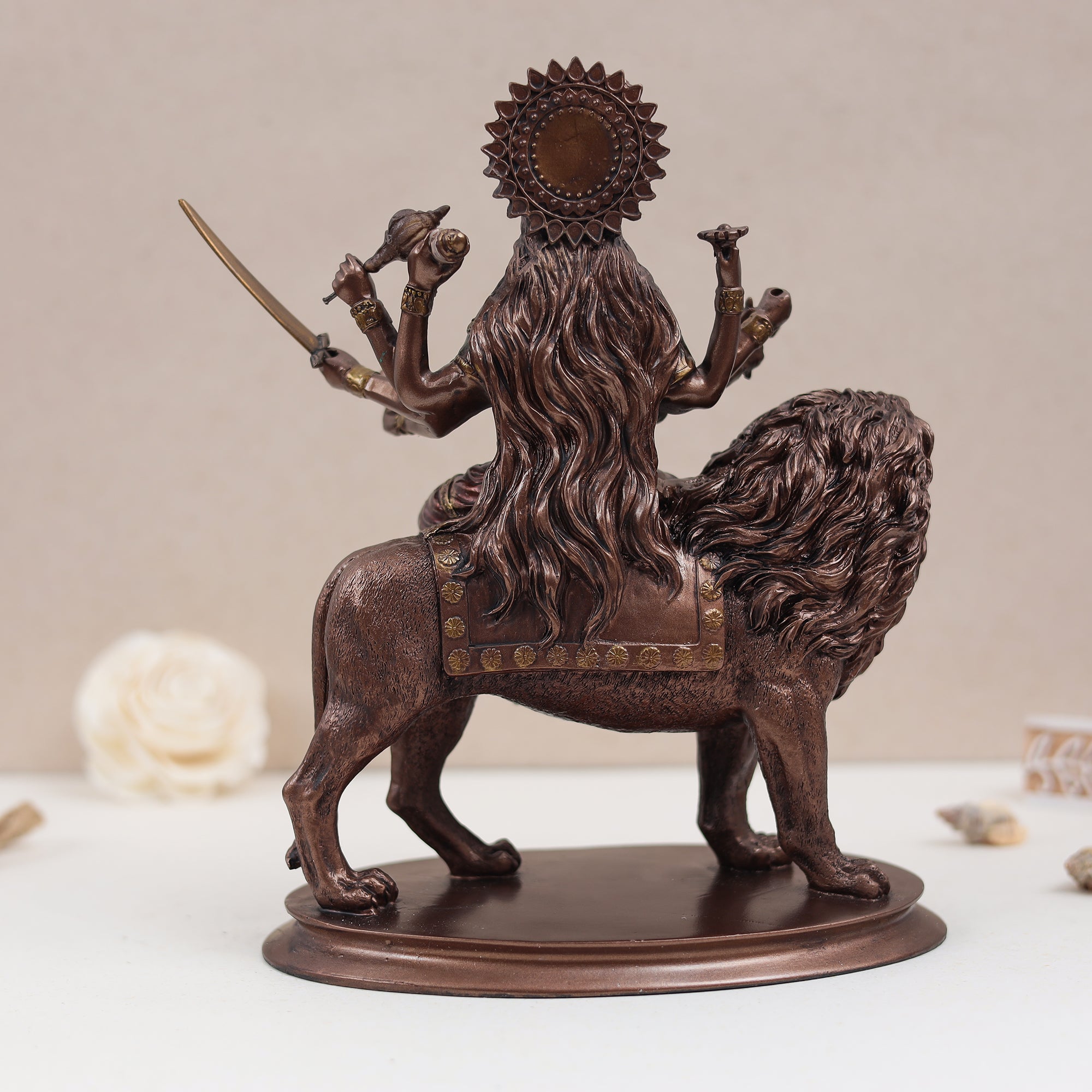 Maa Durga Idol In Copper Finish ( Marble Dust )